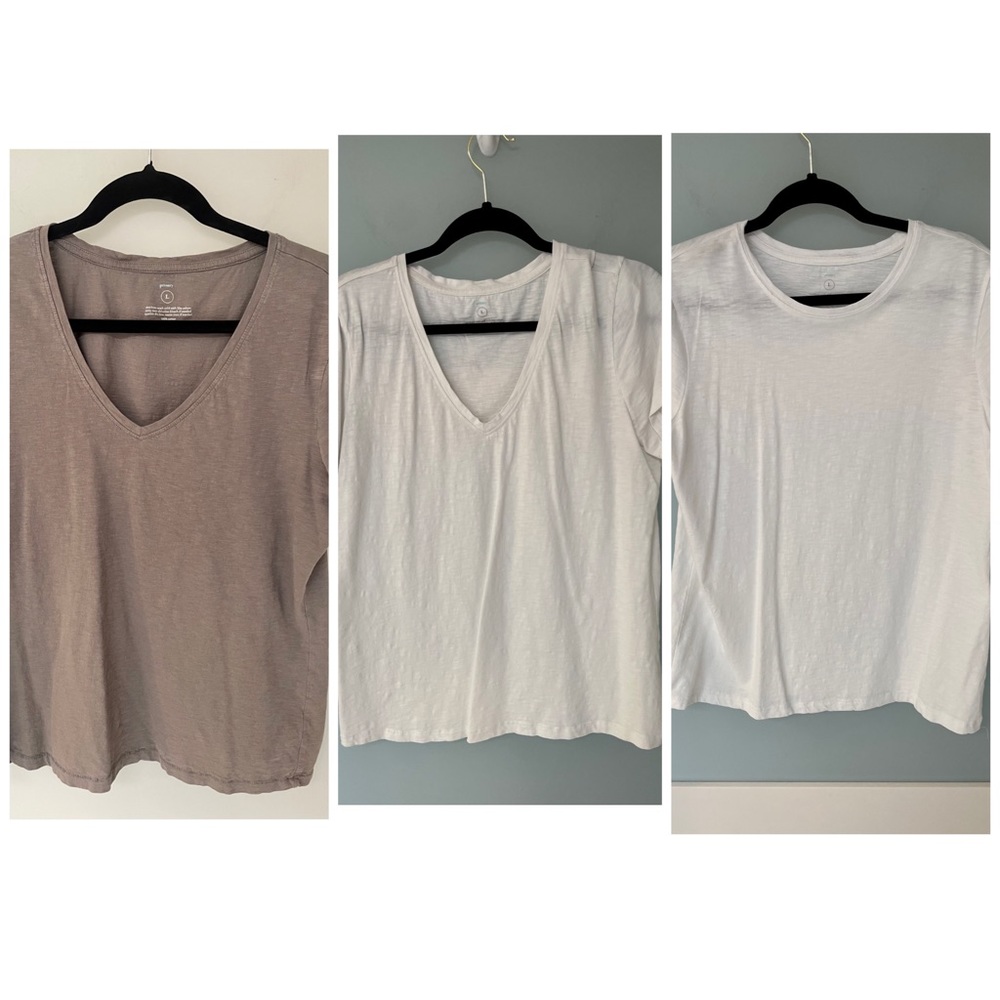Lot of 3 Primary women’s tshirts size large. Gently worn condition. Grey/white